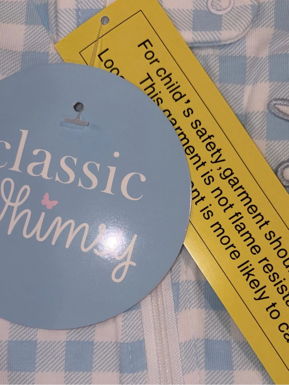 Classic Whimsy blue check footed sleeper with Bunny applique sz 18 mo NWT